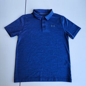 UNDER ARMOUR Boy's Short Sleeve Loose Heatgear Polo Shirt Blue size YXL